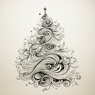 "Effortless Elegance: One-Line Christmas Tree Sketch" AI generated.