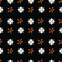Flower flat textile vector pattern design,