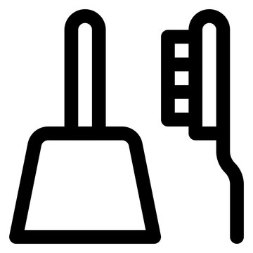 black dustpan and brush icon clip art preview