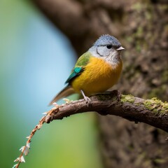 Macro Shot of a Bird on a Tree Branch