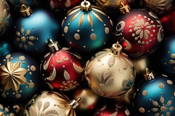 "Adorn Your Holiday: Glistening Christmas Ornaments Set" AI generated.