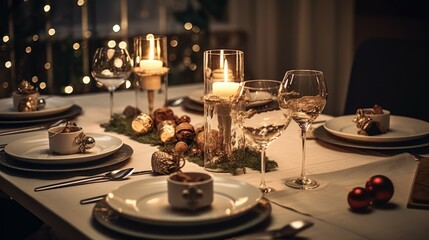 "Decked Out for the Holidays: Christmas Table Settings" AI generated.