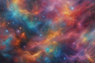 Vibrant rainbow hues in cosmic background design