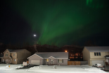 Aurora over house in Anchorage, Alaska