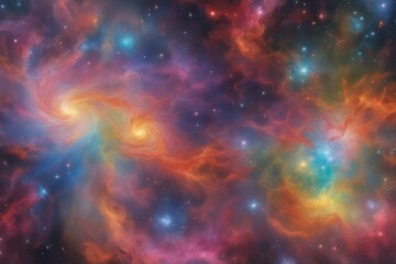 Fototapeta na wymiar Rainbow galaxy space with spectrum of hues