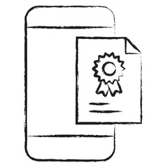 Hand drawn Mobile Certificate icon