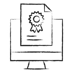 Hand drawn Monitor Certificate icon