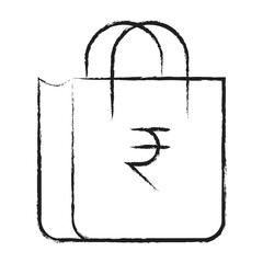 Hand drawn Rupees Shopping Bag icon