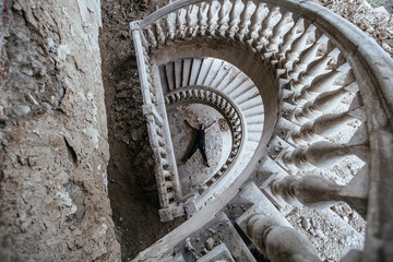 Man lying on staircase after fall accident