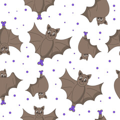 Seamless Halloween pattern. Funny retro bats.