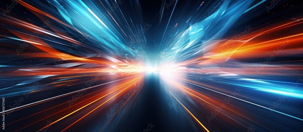 Poster abstract motion blur high speed technology displayed on a screen with copyspace for text