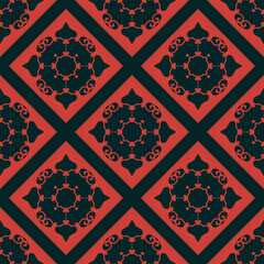 Seamless Asian pattern of the nomads of Central Asia and Kazakhstan, Kyrgyzstan. Nomadic ethnic stamp style. Asian ornaments.   © Naftalin_KG