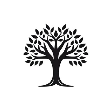 tree - flat black logo on white background (generative AI)
