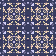 Decorative Asian Folk Seamless Pattern. Ornament of Asian Nomads: Kyrgyz, Kazakhs, Bashkirs, Tatars, Yakut, Mongols. Ethnic Vector Illustration for Paper Products, Textiles.
