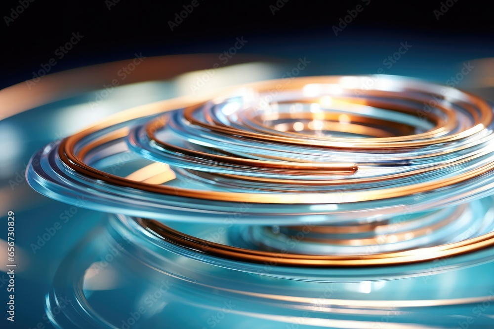 Poster a stack of rings sitting on top of a table. generative ai.