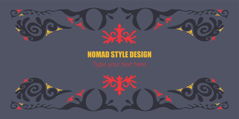 Template for your design. Ornamental elements and motifs of Kazakh, Kyrgyz, Uzbek, national Asian decor for packaging, boxes, banner and print design. Nomad style. Vector.