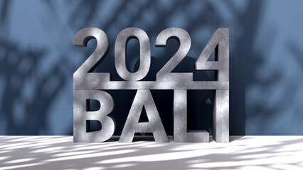 2024 Bali concept. Concrete number 2024. 3d render illustration - 656732887