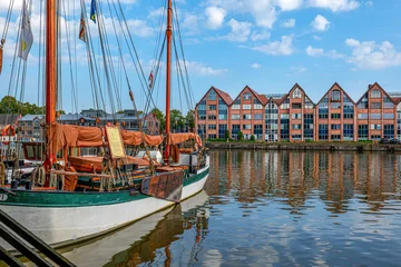 Fotobehang Leer, Ostfriesland, historic buildings,harbour © Comofoto