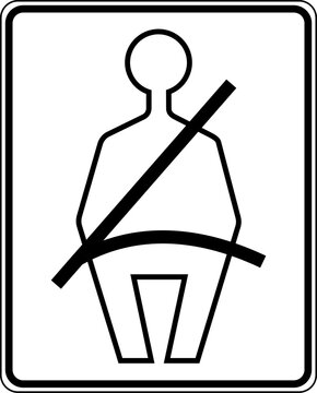 recommend clip art: Vector graphic of a usa Wear Seat Belt MUTCD highway sign. It consists of the silhouette of a person wearing a seat belt contained in a white rectangle