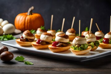 A Harvest of Appetizers: Bite-Sized Delights on a Pumpkin Platte