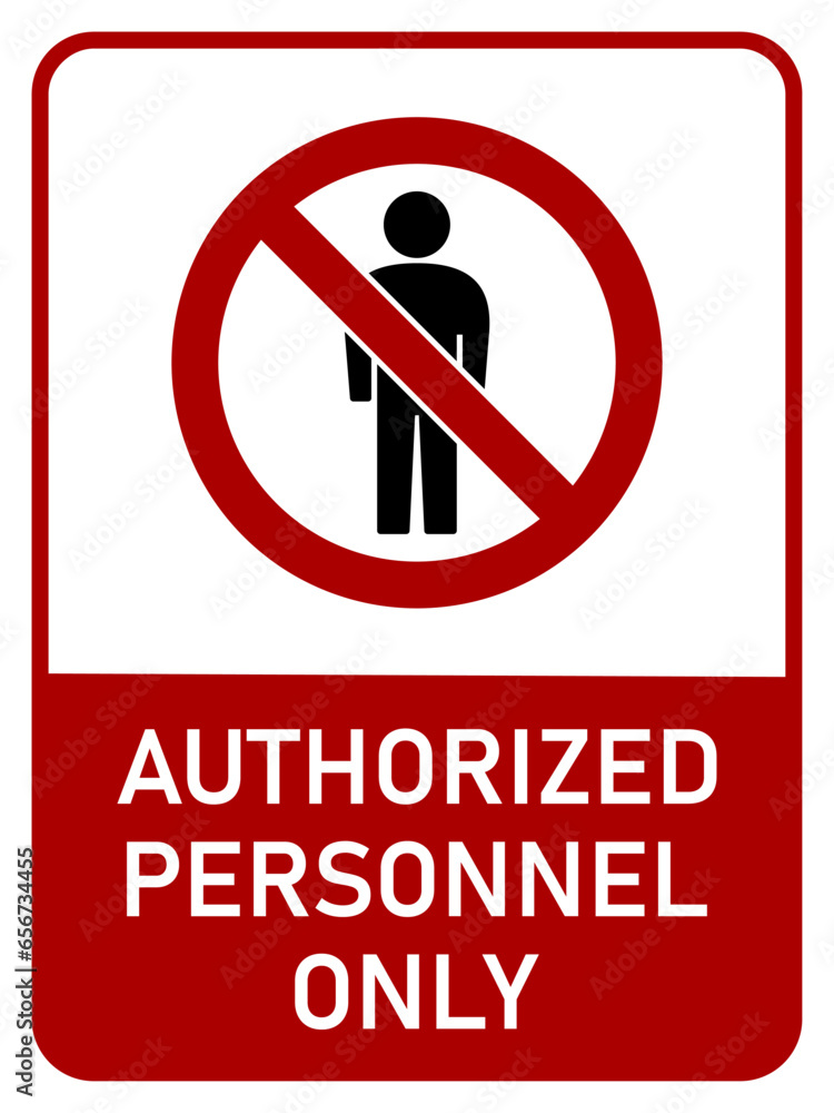Poster caution authorized personnel only warning sign icon with an aspect ratio of 3:4. vector image.