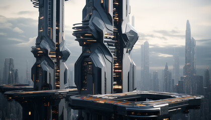 futuristic architecture background made with generative AI