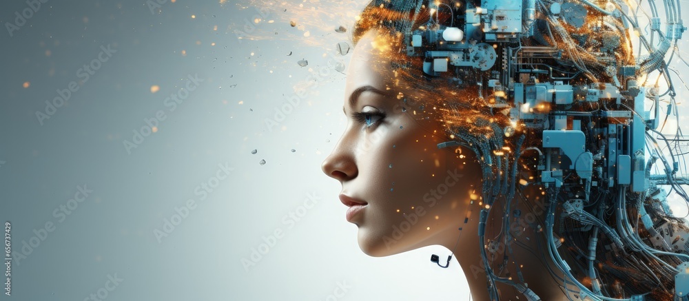 Poster ai and upcoming tech mixed media with copyspace for text