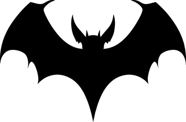 Vector black bat template for bunting and decoration. Vampire animal silhouette isolated on white. Halloween hanging decor