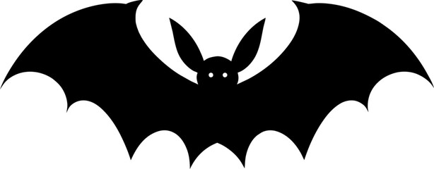 Black silhouette of bat isolated on white background. Halloween decorative element. Vector illustration for any design.