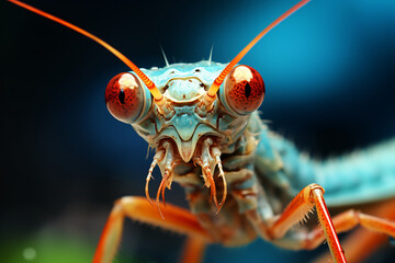 close up of a insect, praying mantis - obrazy, fototapety, plakaty