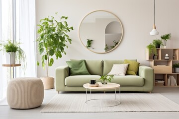 Moder Living Room Design. Nature Lover House. Green Interior.