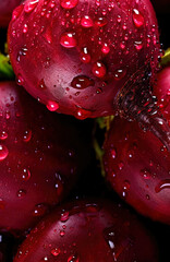 Fresh beetroot vegetables, with water drops over it, closeup macro detail vertical banner. Generative AI