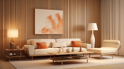 Luxurious Orange Interior Design Idea of a Modern Living Room. Orange & White. Huge Sofa and Natural Light.