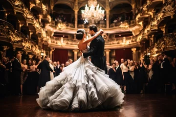 Gordijnen At a big opera ball in luxury architecture. © Michael