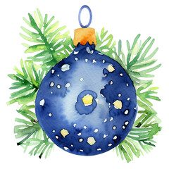 Namalowana niebieska bombka świąteczna ilustracja - obrazy, fototapety, plakaty