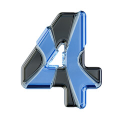 Black symbol with blue inlays. number 4