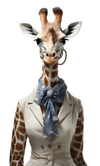 Giraffe im Business Outfit, freigestellt (Generative AI, KI)