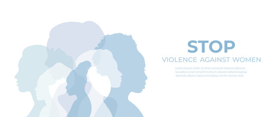 International Day for the Elimination of Violence Against Women.Banner with silhouettes of women.Vector illustration.