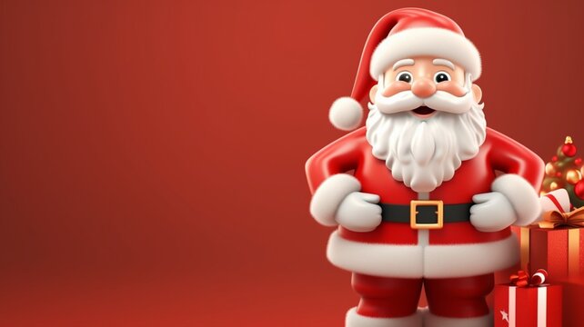3d rendered santa clause with gift boxes