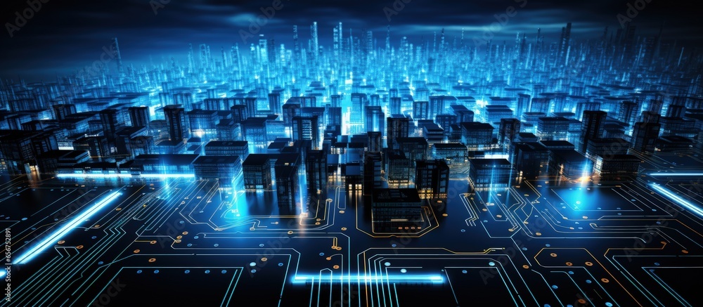 Poster High tech computer tech business background with copyspace for text