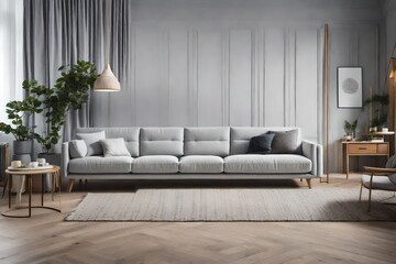 a Scandinavian-style sofa with a tactile, woolen fabric for added warmth