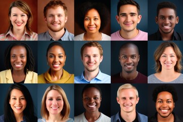 Obraz premium A collage of portraits of ethnically different people.