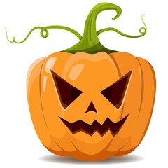 Halloween evil pumpkin isolated on white