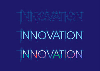 innovation concept on dark blue background. technical drawing innovation word. innovation concept for business, education, exploring