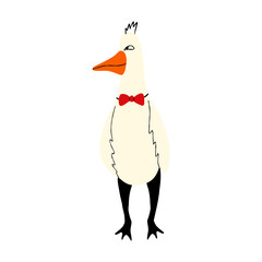 Funny goose with an important arrogant expression on his face. Cute comic character illustration