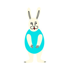 Strange comic cartoon Easter bunny. illustration in retro style