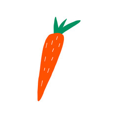 Cute cartoon illustration of carrot vegetable. Doodle style
