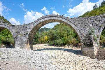 Medieval Plakidas Bridge at Pindus Mountains, Greece