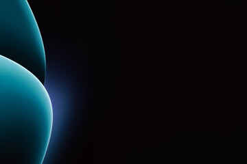 Illustration of dark green blue background with 3D rounded shapes with effects