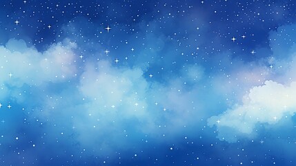 Fototapeta premium A calm night sky landscape, abundant with stars and white clouds, a stunning view of nature in the cosmos